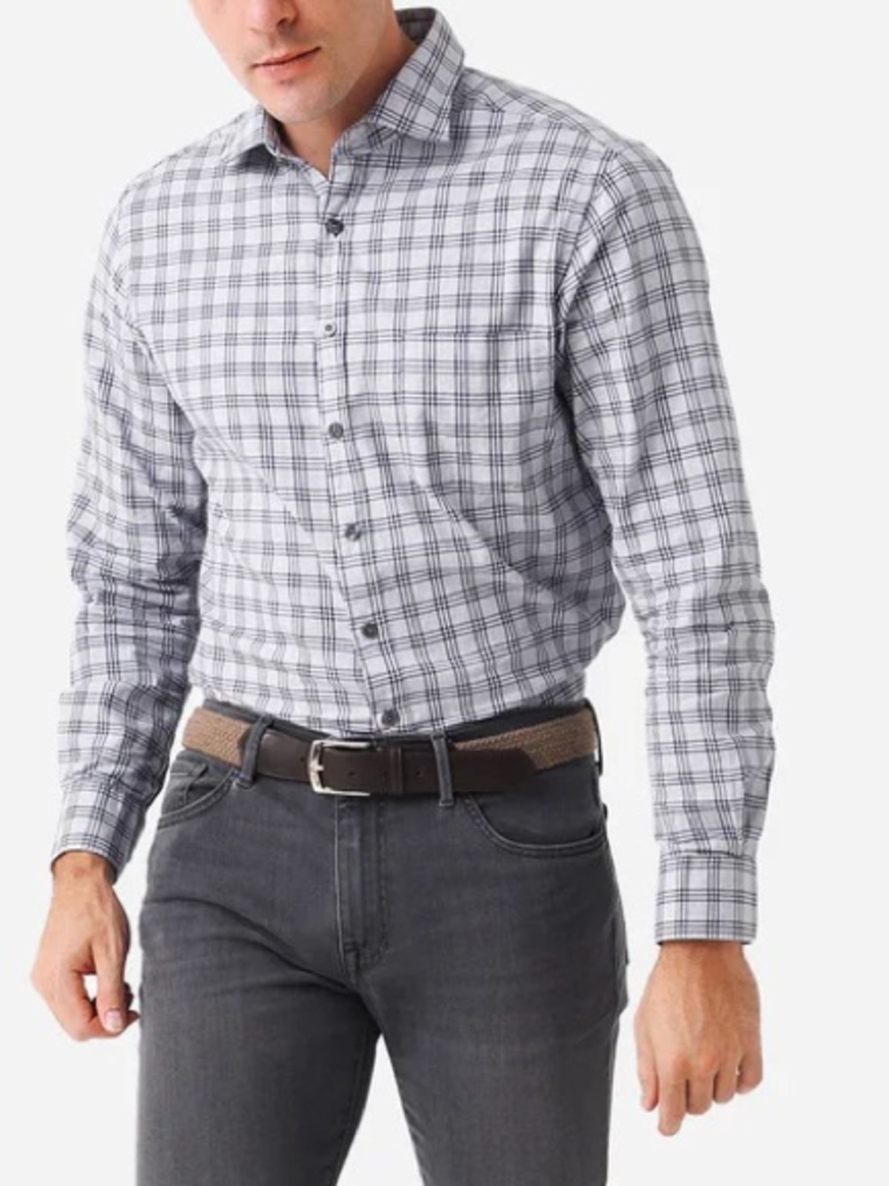 NWT Rodd & Gunn Hammond Long Sleeve Shirt Gray Blue Ink Plaid Sz 3XL